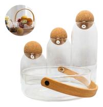 Kit 3 Potes Mantimento e Saladeira Fruteira De Vidro com Alça Decoração Armazenamento Frutas Natal Presente Kit 3 Potes Mantimento e Saladeira Fruteira De Vidro com Alça Decoração Armazenamento Frutas Natal Presente