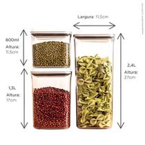 Kit 3 Potes Mantimentos Hermético Médio com Tampa Kit 3 Potes Mantimentos Hermético Médio com Tampa
