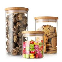 Kit 3 Potes Mantimentos Herméticos De Vidro Com Tampa Bambu