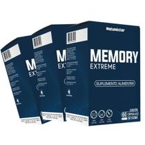 Kit 3 Potes Memory Extreme Suplemento Alimentar Natural Original 180 Cápsulas Magnésio Zinco Selenio