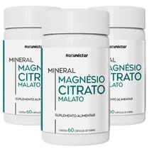 Kit 3 Potes Mineral 2 em 1 Magnésio De Malato e Citrato Duo Natunectar 180 Capsulas 500mg Blend Mix Magnesium Citrate Malate Kit 3 Potes Mineral 2 em 1 Magnésio De Malato e Citrato Duo Natunectar 180 Capsulas 500mg Blend Mix Magnesium Citrate Malate