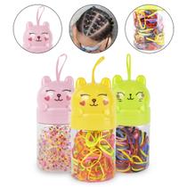 Kit 3 Potes Mini Elásticos de Silicone Colorido 450 Unidades