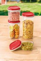 Kit 3 potes modurares policarbonato transparente da tupperware 3 peça