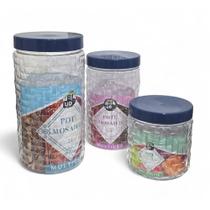Kit 3 Potes Mosaico Cristal Porta Mantimentos Doces P M G
