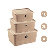 Kit 3 Potes Multiuso 1L, 2L e 3 Litros Capuccino UZ