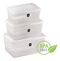 Kit 3 Potes Multiuso 1L, 2L e 3 Litros Transparente UZ