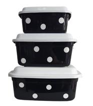 Kit 3 Potes Multiuso com Tampa Quadrado Poá
