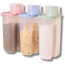 Kit 3 Potes Multiuso Porta Grãos Ração Sabão em Pó 1,7L Pratico