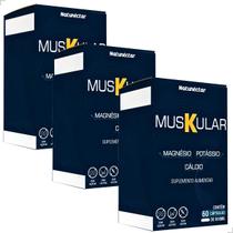 Kit 3 Potes Muskular Suplemento Alimentar Natural 100 Pura 180 Capsulas Vitamina anti caimbras