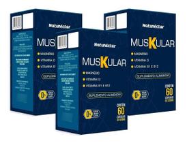 Kit 3 Potes Muskular Suplemento Alimentar Natural 100% Pura Natunéctar 180 Capsulas Vitamina