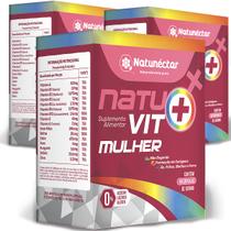 Kit 3 Potes Natuvit Mulher Polivitamínicos e Polimineral Suplemento Alimentar Natural Natunectar 180 Capsulas