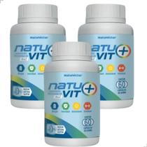 Kit 3 Potes Natuvit+ Suplemento Alimentar Original Natunectar Vitamina A B6 B12 C D E K Natural 100% 180 Capsulas