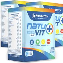 Kit 3 Potes Natuvit+ Suplemento Alimentar Original Natunectar Vitamina A B6 B12 C D E K Natural 100% 180 Capsulas
