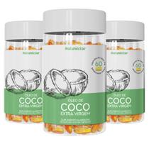 Kit 3 Potes Óleo de Coco Encapsulado Suplemento Alimentar Natural Extra Virgem Pura Sabor Original Natunectar 180 Capsulas