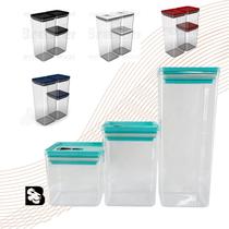 Kit 3 Potes Organizador Hermético 5L Dubai Para Guardar Alimentos Organizar Geladeira Cozinha Armário Despensa