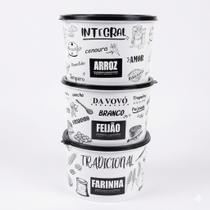 Kit 3 Potes Organizadores Arroz Feijão Farinha 2 Litros Kit 3 Potes Organizadores Arroz Feijão Farinha 2 Litros