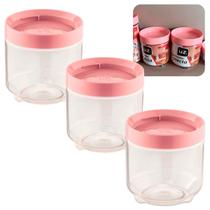 Kit 3 Potes Organizadores C/ Tampa Empilhável Conecta 600ml Cor Rosa UZ