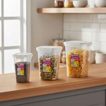 Kit 3 Potes Organizadores C/ Tampa Trava 4950ml 2950ml 1500m