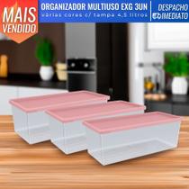 Kit 3 Potes Organizadores Geladeira Cozinha Multiuso 4,5L Translúcido C/ Tampa