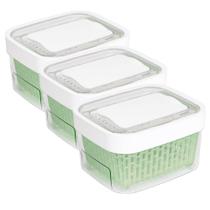 Kit 3 Potes para Alimentos Hermetico OXO Greensaver 1,5L Conserva Frescor por Mais Tempo Kit 3 Potes para Alimentos Hermetico OXO Greensaver 1,5L Conserva Frescor por Mais Tempo