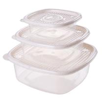 Kit 3 Potes Para Alimentos Quadrado 2L, 1L e 400Ml Multiuso