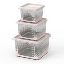 Kit 3 Potes Para Alimentos Transparente Prisma P/M/G C/Tampa