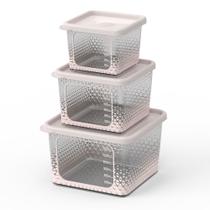 Kit 3 Potes Para Alimentos Transparente Prisma P/M/G C/Tampa Kit 3 Potes Para Alimentos Transparente Prisma P/M/G C/Tampa