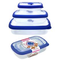 Kit 3 potes para mantimentos comida frutas marmita vasilha Freezer microondas Sanremo Flor