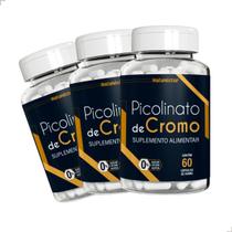 Kit 3 Potes Picolinato de Cromo Suplemento Alimentar 100 Natural Original 180 Capsulas Comprimidos