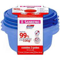Kit 3 potes Plástico 530ml UltraProtect freezer lava-louças Micro-Ondas Conserva alimentos seguro Saudavel Prático Conjunto - Sanremo