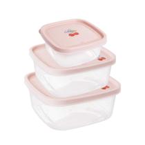 Kit 3 Potes Plástico 580ml 1,1l 1,6l Marmita Tampa Rosa Estampa fruta Cereja Porta Alimento Kit 3 Potes Plástico 580ml 1,1l 1,6l Marmita Tampa Rosa Estampa fruta Cereja Porta Alimento