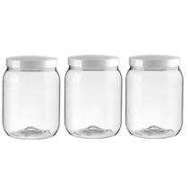 Kit 3 Potes Plástico Bandeirante Tampa Branca 1,7 Litros Kit 3 Potes Plástico Bandeirante Tampa Branca 1,7 Litros
