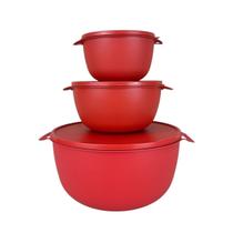 Kit 3 Potes Plastico Redondos Cozinha Marmita Alimentos Bowl Livre Bpa