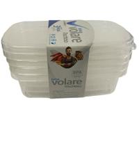 Kit 3 Potes Plástico Retangular Volare 380 ML