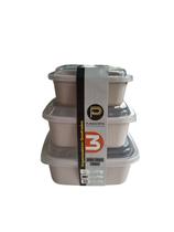 Kit 3 Potes Plástico Tampa Flexível 500/1000/1500ml