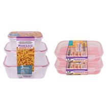 Kit 3 Potes Plásticos Herméticos + 2 Porta Frios Herméticos