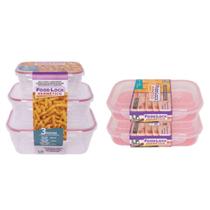Kit 3 Potes Plásticos Herméticos + 2 Porta Frios Herméticos