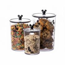 Kit 3 potes porta condimentos mickey tampa hermética