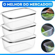 Kit 3 Potes Porta Mantimentos Alimentos Plástico Com Tampa