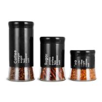 Kit 3 Potes Porta Mantimentos Café, Açúcar Chá Hermético Pt