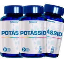 Kit 3 Potes Potássio Puro 100% Natural Suplemento Alimentar Original Natunectar Vitamina Magnésio 180 Capsulas