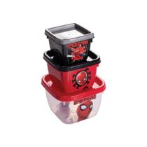 Kit 3 Potes Quadrados Homem Aranha Conect Com Tampa