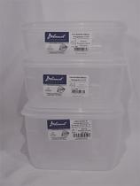 Kit 3 Potes Quadrados Plástico Transparente Belmount