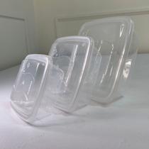 Kit 3 potes quadrados transparente ótima resistência e durável