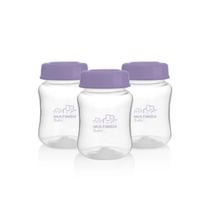 Kit 3 Potes Recipientes Armazenamento Leite Materno 180ml BPA Free Congelador Microondas Antivazamento