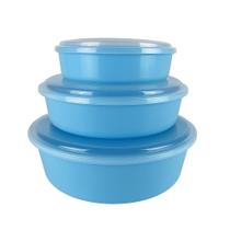 Kit 3 Potes Recipientes Redondos Multiuso Marmita Lanche Fitness Organizador Alimentos Redondo