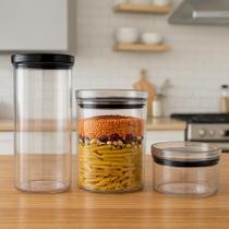 Kit 3 Potes Redondo Hermético 2200 - 1000 - 480 ml Acrílico