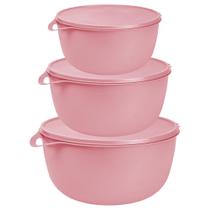 Kit 3 Potes Redondos Bolws Herméticos PMG de Plástico com Tampa e Alça