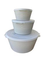 Kit 3 Potes Redondos Cinza Com Tampa 17, 22 e 33cm Linha Cony