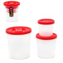 Kit 3 potes redondos tampa de rosca mantimento arroz feijão café açúcar vasilha plástica Plasútil